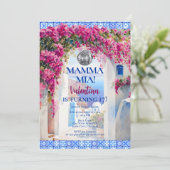 Mamma Mia Greek Island Pink Flowers Disco Birthday 招待状 (スタンド正面)