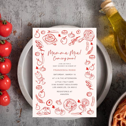 Mamma Mia Italian Baby Shower 招待状