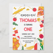 mamma mia! Italian Birthday Party Invitation 招待状 (正面)