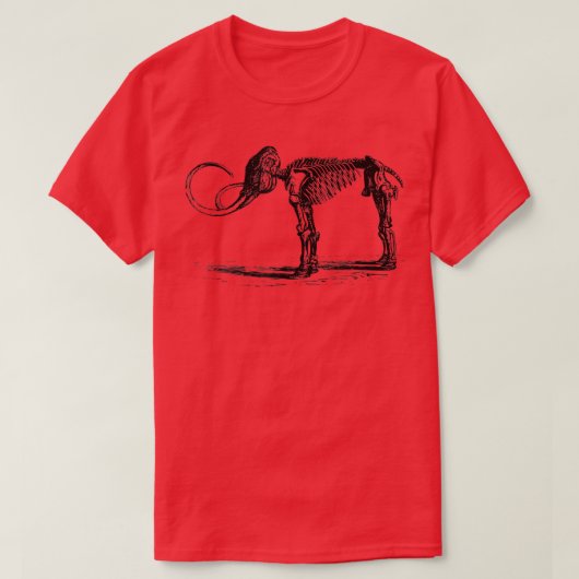 Mammoth Fossil , Wooly Mammoth Skeleton Mastodon Tシャツ (デザイン正面)