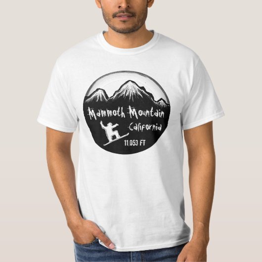 Mammoth Mountainカリフォルニアのスノーボードの芸術の価値t Tシャツ (正面)