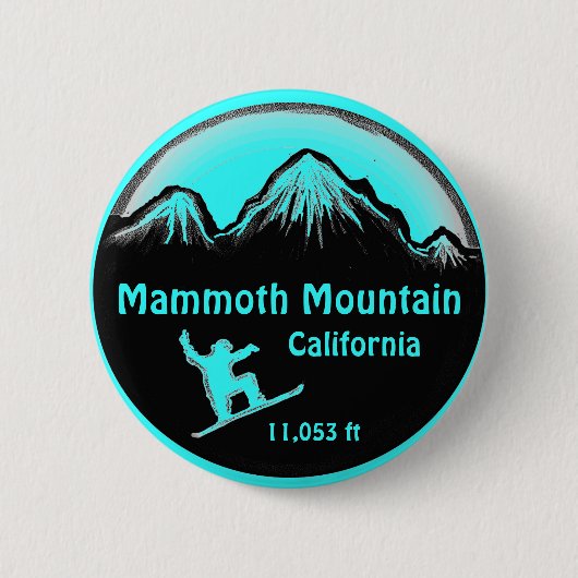 Mammoth Mountainカリフォルニアのスノーボードの芸術ボタン 缶バッジ (正面)