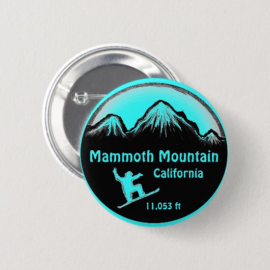 Mammoth Mountainカリフォルニアのスノーボードの芸術ボタン 缶バッジ (正面&裏面)