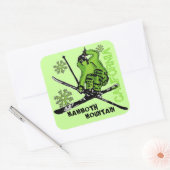 Mammoth Mountainカリフォルニアの緑のスキーヤーのステッカー スクエアシール (封筒)