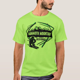 Mammoth Mountainカリフォルニアの緑のスキー人のティー Tシャツ