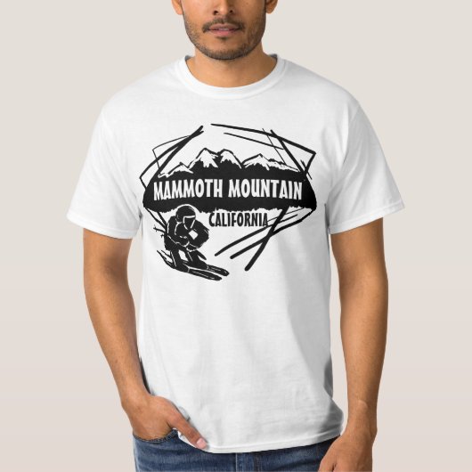 Mammoth Mountainカリフォルニアの黒いスキー価値ティー Tシャツ (正面)