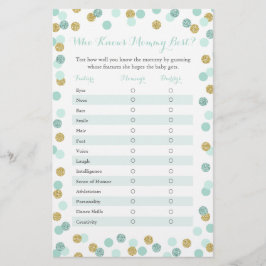 Mammy赤ちゃんシャワー最高のゲームを知るミント金ゴールド