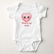 Mamy Is My World Baby Bodysuit - 可愛いピンクのかわいいデザイン
