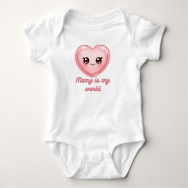 Mamy Is My World Baby Bodysuit - 可愛いピンクのかわいいデザイン ベビーボディスーツ