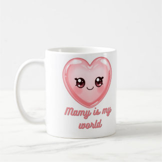 Mamy Is My World Mug - Cute Pink Kawaii Heart Coff コーヒーマグカップ