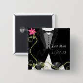 Man最高のTuxedo Bow Tieテニスシューズ結婚のバッジ 缶バッジ (正面&裏面)