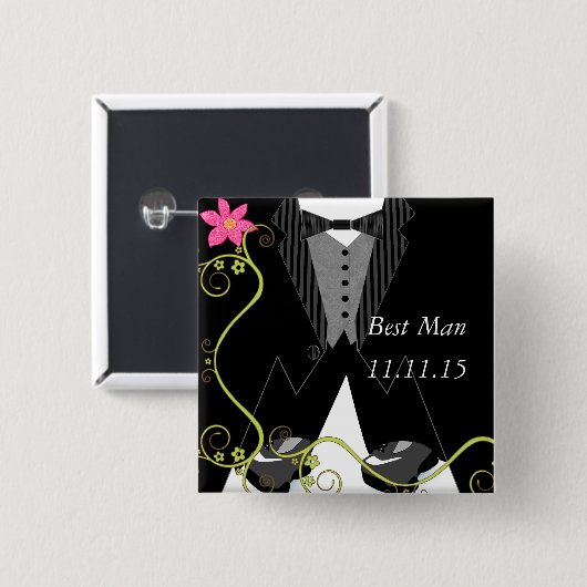 Man最高のTuxedo Bow Tieテニスシューズ結婚のバッジ 缶バッジ (正面&裏面)