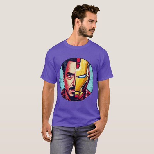 Man and Machineony Stark and Iron Man Fusion in Co Tシャツ (正面フル)