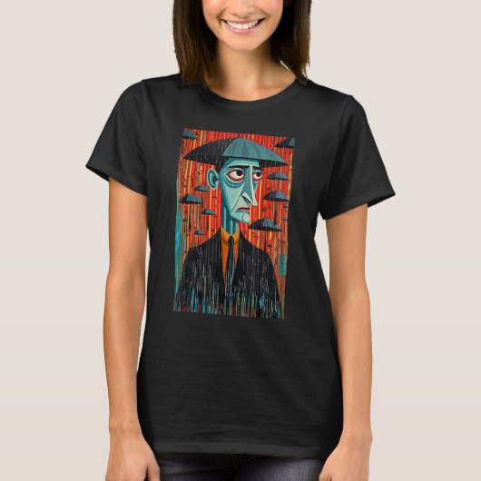 Man and Umbrella Surrealistic Horror Abstract Hall Tシャツ (正面)