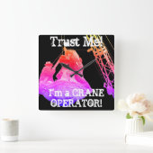 MAN CAVEクレーン操作者のヴィンテージ写真 スクエア壁時計 (ホーム)