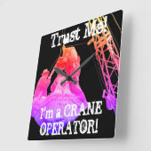 MAN CAVEクレーン操作者のヴィンテージ写真 スクエア壁時計 (傾斜)