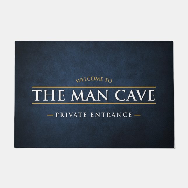 Man Cave blue door matへようこそ ドアマット (正面)