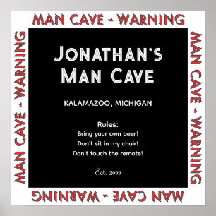 Man Cave Sign警告's w Rulesポスター ポスター