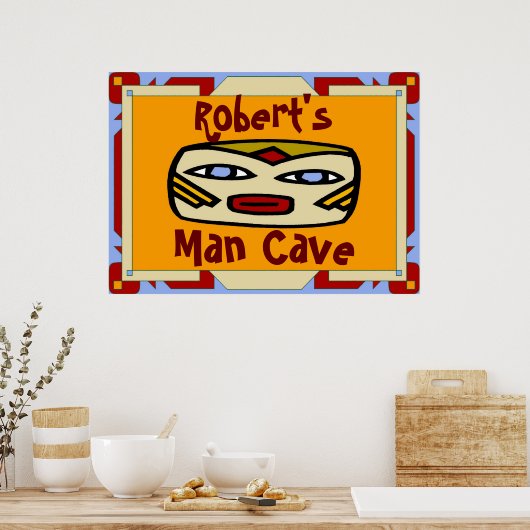 Man Cave Sign (edit name) ポスター (キッチン)