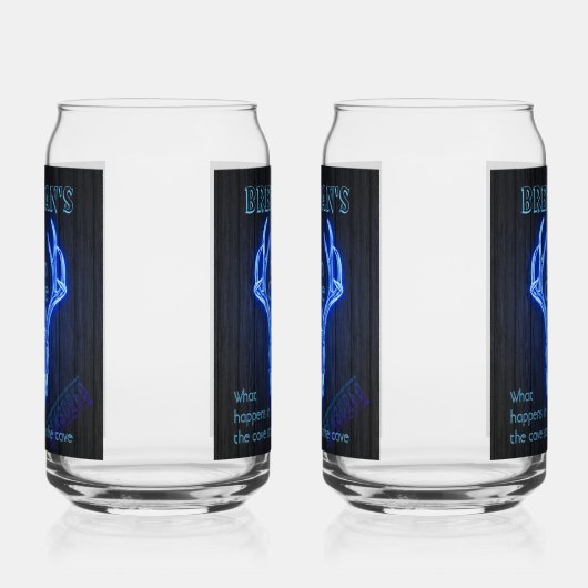 Man Cave Sign Neon Deer Antlers Cool ガラス缶 (左)