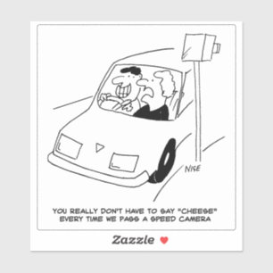 Man Driving過去Speed Camera Cartoon. シール