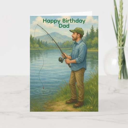 Man Fishing Custom Birthday/Fathers Day カード (正面)