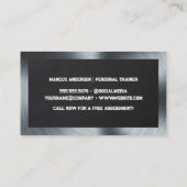 Man Flexingフィットネスロゴ |レザー |金属 名刺 (裏面)