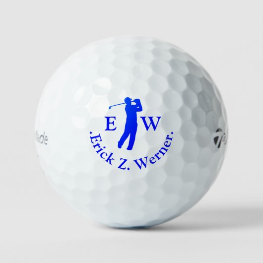 Man Golfer Classy Blue Monogram  ゴルフボール (正面)
