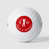 Man Golfer | Red Monogram  ゴルフボール (正面)