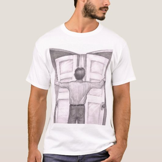 Man Having a Hard Time Deciding What Door to go in Tシャツ (正面)