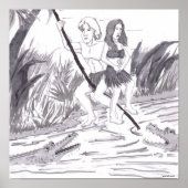 Man Holding a Woman While Swinging on a Vine Past  ポスター (正面)