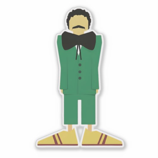  Man in Green Suit Art Retro Abstract シール (正面)