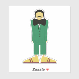  Man in Green Suit Art Retro Abstract シール