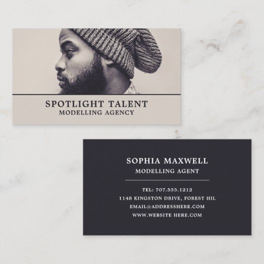 Man in Hat, Modeling Agency, Model Agent 名刺 (正面/裏面)