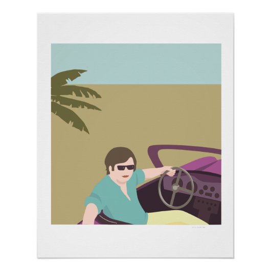 man in sportwagen met zonnebril ポスター (正面)