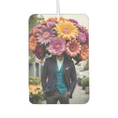Man In Suit With Head Covered In Flowers カーエアーフレッシュナー (正面)