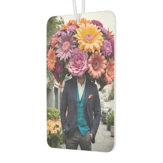 Man In Suit With Head Covered In Flowers カーエアーフレッシュナー