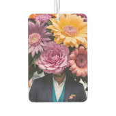 Man In Suit With Head Covered In Flowers カーエアーフレッシュナー (裏面)