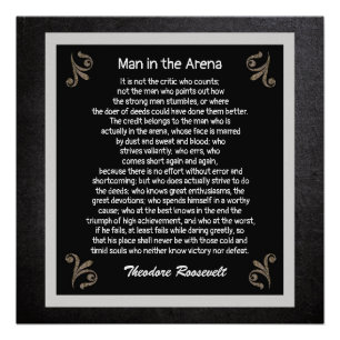 Man In The Arena - – セオドアルーズベルト引用文プリント ポスター