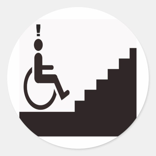man in wheelchair in front of steps ラウンドシール (正面)