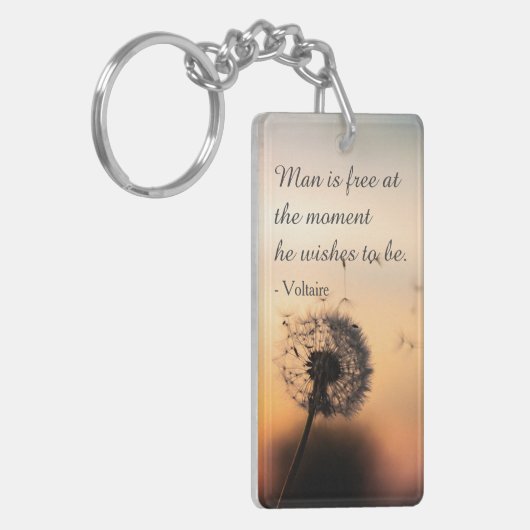Man is Free Voltaire Quote キーホルダー (正面左)
