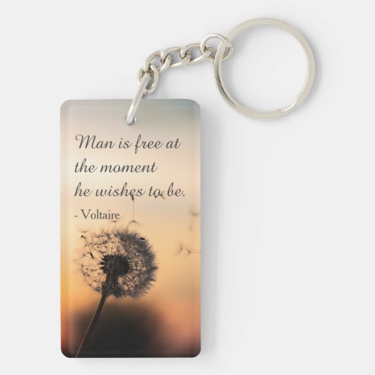 Man is Free Voltaire Quote キーホルダー (裏面)