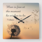 Man is Free Voltaire Quote スクエア壁時計 (正面)