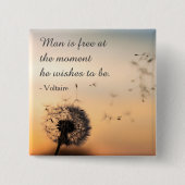 Man is Free Voltaire Quote 缶バッジ (正面)
