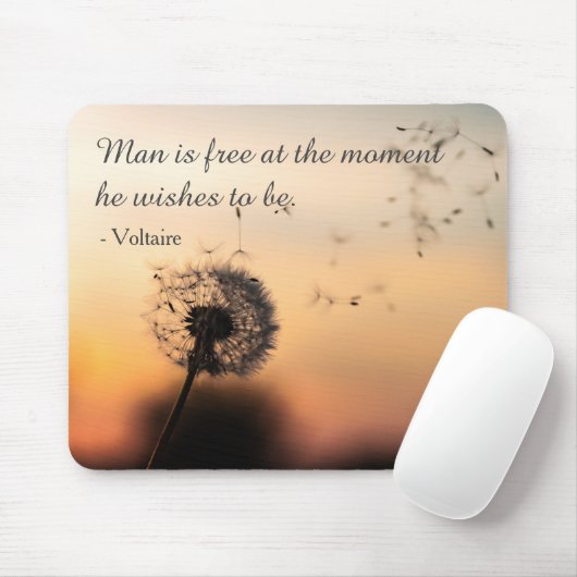 Man is Free Voltaire Quote Dandelion マウスパッド (マウス)