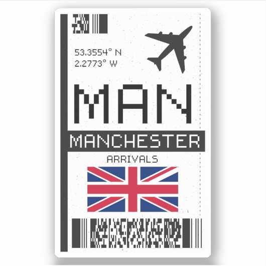 MAN Manchester, England Airport搭乗券 シール (正面)