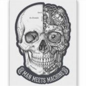 Man Meets Machine Skull Sticker Biker Cyborg DecAL シール (正面)