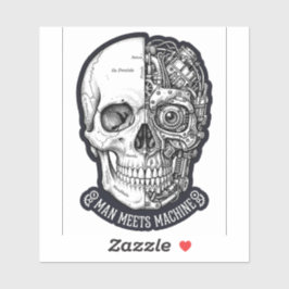 Man Meets Machine Skull Sticker Biker Cyborg DecAL シール