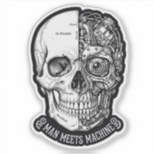 Man Meets Machine Skull Sticker Biker Cyborg DecAL シール (正面)