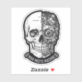 Man Meets Machine Skull Sticker Biker Cyborg DecAL シール (シート)